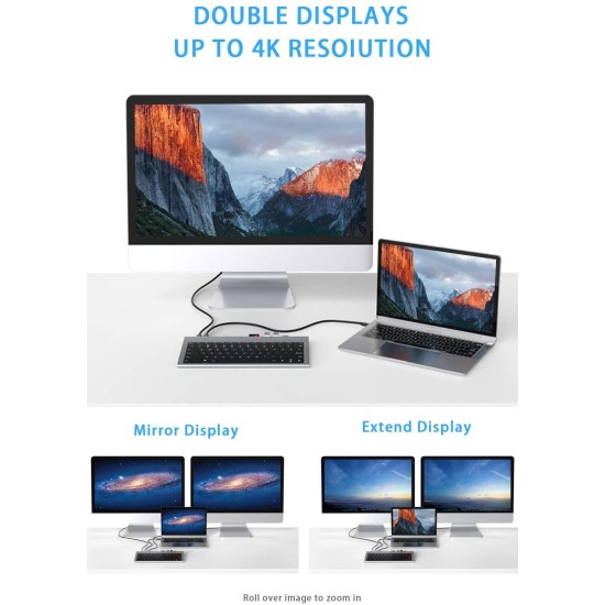 11'i 1 Arada Klavye Tipi USB-C Docking Station - 4K HDMI, VGA, Gigabit Ethernet RJ45, 3x USB 3.0, 100W PD Şarj ve Kart Okuyucu Çoklayıcı Hub