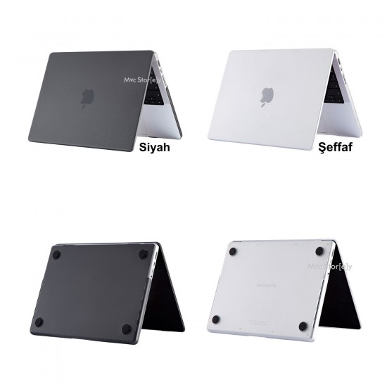 Macbook Pro 14.2inç Kılıf M1-M2-M3, Karbon Fiber (Touchbarsız 14" Pro) A2442 A2779 A2992 A2918 ile Uyumlu