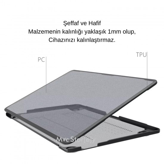 Macbook Air Kılıf 15.3 inç M2-M3, TPU Outdoor (TouchID'li Air M2-M3) A2941 A3114 ile Uyumlu