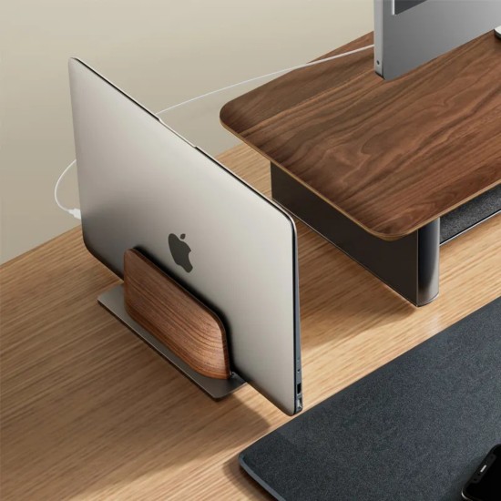 Ahşap laptop standı koyu renk MacBook iPad uyumlu