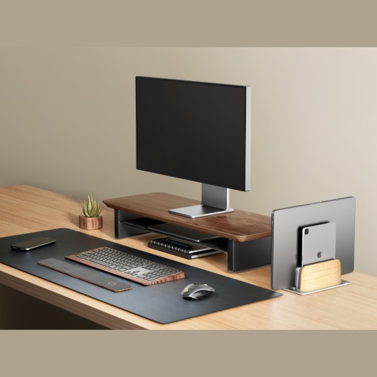 Ahşap laptop standı koyu renk MacBook iPad uyumlu