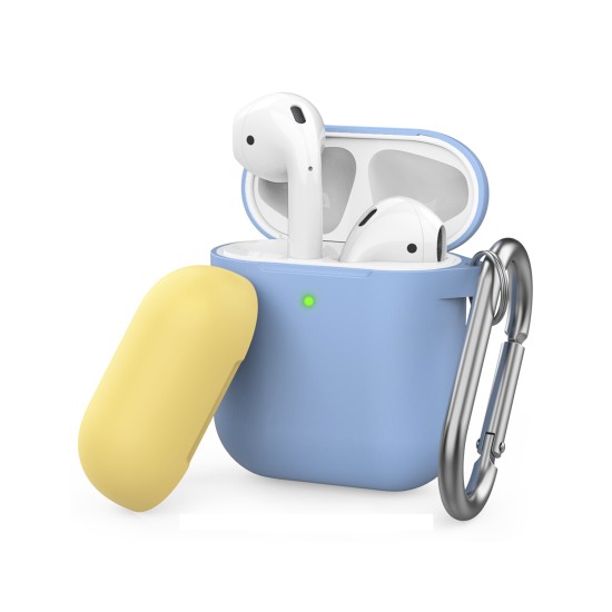 AirPods Kılıf 1-2 Nesil Mat Silikon Kılıf Kemer Klipsli Kapak Hediyeli PT46