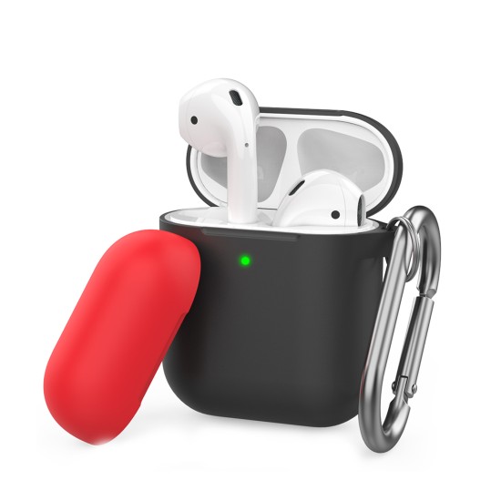 AirPods Kılıf 1-2 Nesil Mat Silikon Kılıf Kemer Klipsli Kapak Hediyeli PT46