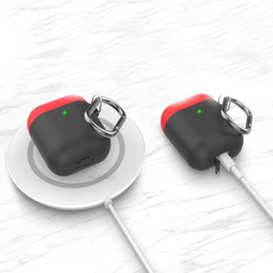 AirPods Kılıf 1-2 Nesil Mat Silikon Kılıf Kemer Klipsli Kapak Hediyeli PT46