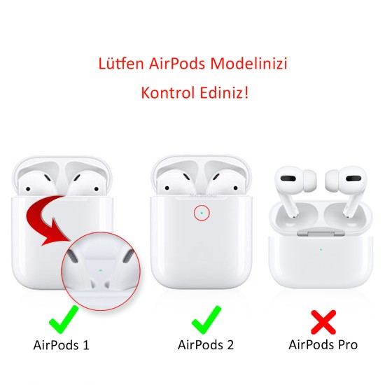 AirPods Kılıf 1-2 Nesil Uyumlu Kemer Klipsi ve Yedek Kapak Hediyeli PT86Z