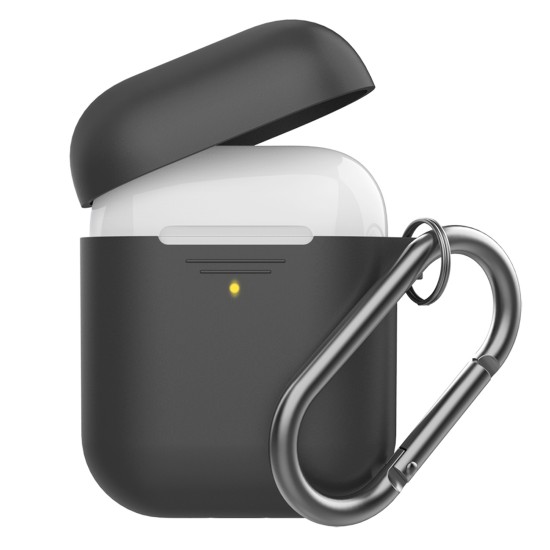 AirPods Kılıf Tutucu Kemer Klipsli Mat Kaymaz Silikon AirPods 1-2 Nesil Uyumlu Kılıf PT06-F