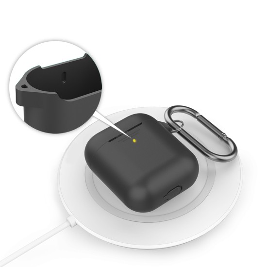 AirPods Kılıf Tutucu Kemer Klipsli Mat Kaymaz Silikon AirPods 1-2 Nesil Uyumlu Kılıf PT06-F