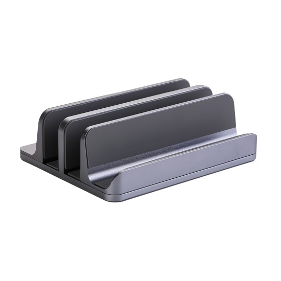 Alüminyum dikey laptop standı 3 yuvalı multi dock silver