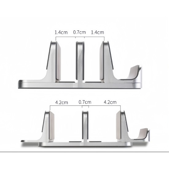 Alüminyum dikey laptop standı 3 yuvalı multi dock silver