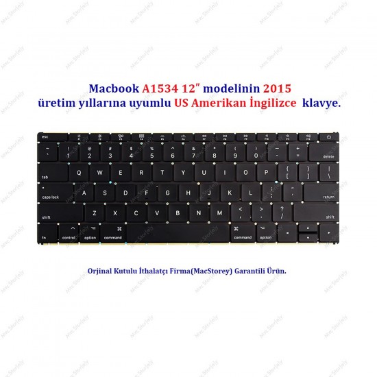 Apple MacBook 12 A1534 Klavye Tuş Takımı US Amerikan 2015