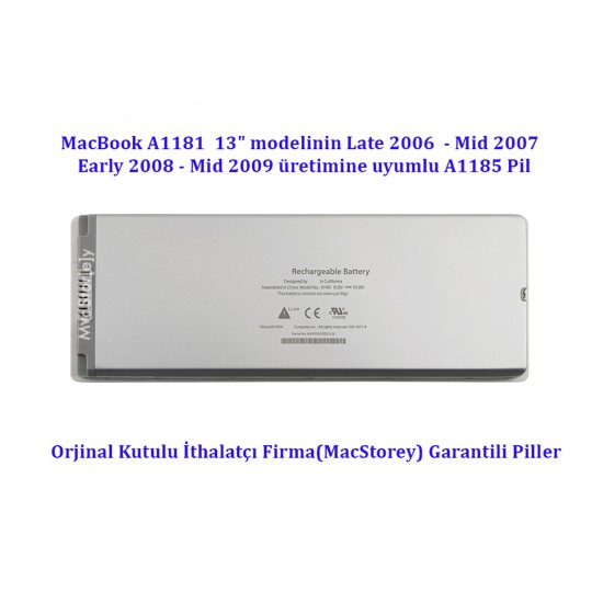 MacBook 13" A1181 A1185 2006 2007 2008 2009 Batarya Orjinal Kutulu Battery 
