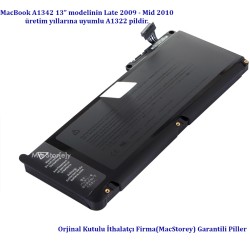 McStorey Macbook ile Uyumlu Batarya 13inc A1342 Modeline Uyumlu A1331 Pili Late2009/Mid2010