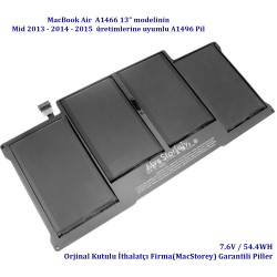 McStorey Macbook Air ile Uyumlu Batarya 13inc A1466 Modeline Uyumlu A1496 Pili