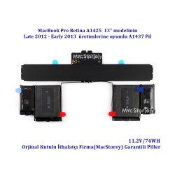 McStorey Macbook Pro ile Uyumlu Batarya 13inc A1425 Modeline Uyumlu A1437 Pili