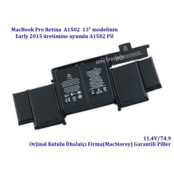 McStorey Macbook Pro ile Uyumlu Batarya 13inc A1502 Modeline Uyumlu A1582 Pili