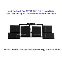 McStorey Macbook Pro ile Uyumlu Batarya 15inc A1707 Modeline Uyumlu A1820 Pili