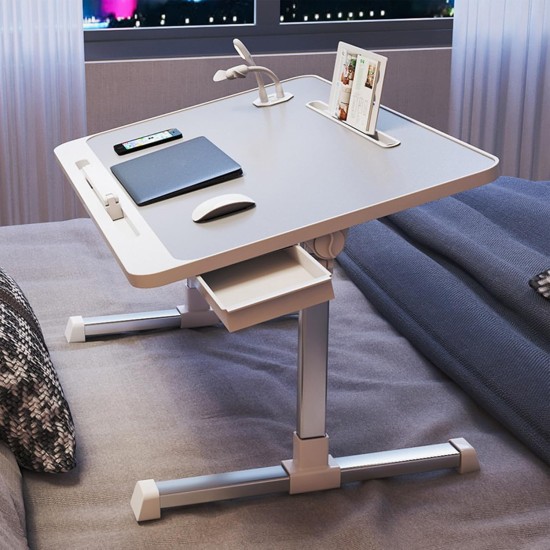 Ayarlanabilir Amortisörlü Laptop Sehpası - 60x40 cm Katlanır Yatak Koltuk Masası, Çekmeceli ve USB Fan/Işıklı Taşınabilir Bilgisayar Masası
