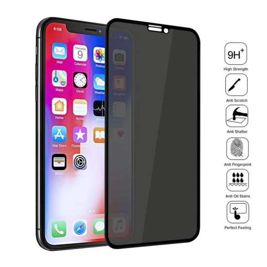 iPhone 11 Pro Max Uyumlu 9H Privacy Hayalet Ekran Koruyucu Tam Kaplayan Temperli Cam