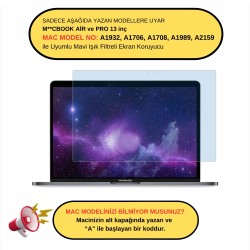 Ekran Koruyucu Macbook Air Pro Mavi Işık Filtresi Anti Blue Ray A1706 A1708 A1989 A2159 A1932 ile Uyumlu