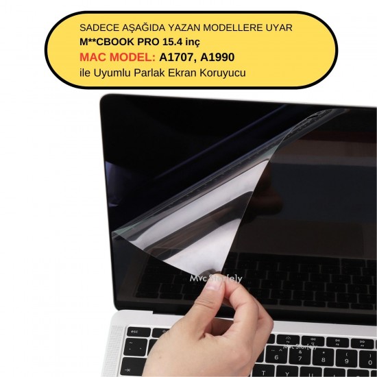 Ekran Koruyucu Macbook Pro 15 inç Parlak Anti Scratch (Touchbarlı) A1707 A1990 ile Uyumlu