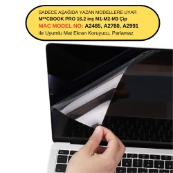 Ekran Koruyucu Macbook Pro 16 inç M2-M3-M1 Parlak Anti Scratch (TouchID'li Pro) A2485 A2780 A2991 ile Uyumlu