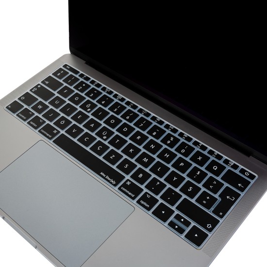 F Klavye Laptop Macbook Pro Kılıf DaktiloTip Baskı 12inç A1534-13inç A1708 ile Uyumlu