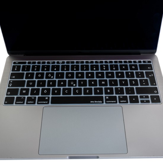 F Klavye Laptop Macbook Pro Kılıf DaktiloTip Baskı 12inç A1534-13inç A1708 ile Uyumlu