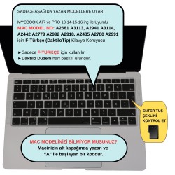 F Klavye Macbook Air-Pro M1-M2-M3 DaktiloTip (Touchbarsız)A2681 A3113 A2941 A3114 A2442 A2779 A2992 A2918 A2485 A2780 A2991 ile Uyumlu