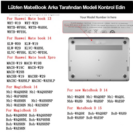 Huawei Kılıf MateBook 13 ile Uyumlu Kılıf 2019/2021 Kristal Huawei Kılıf MateBook 13 ile Uyumlu Kılıf 2019/2021 Kristal