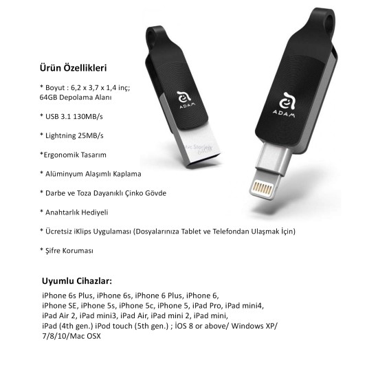 iPhone iPad Hafıza Arttırma Dosya Aktarma Yedek Alma Lightning Dönüştürücü USB Hup iPhone iPad Hafıza Arttırma Dosya Aktarma Yedek Alma Lightning Dönüştürücü USB Hup