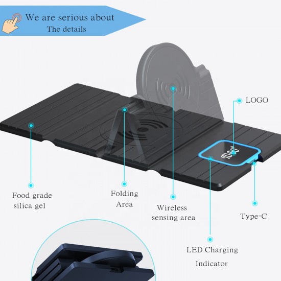 Kablosuz Şarj Aleti İnce Slim Katlanabilir Taşınabilir TPU Alaşımlı Wireless Şarj Stand Tutucu