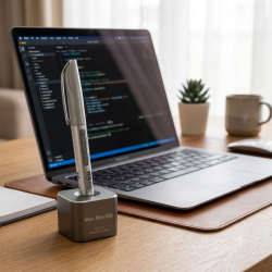 Lüks Metal Tekli Kalem Tutucu Stand - Premium Alüminyum Masaüstü Kalemlik Düzenleyici Organizer, Ofis ve Çalışma Masası Aksesuarı