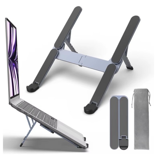 Katlanabilir alüminyum laptop stand 6 kademeli ergonomik kaymaz silikon cep boyu