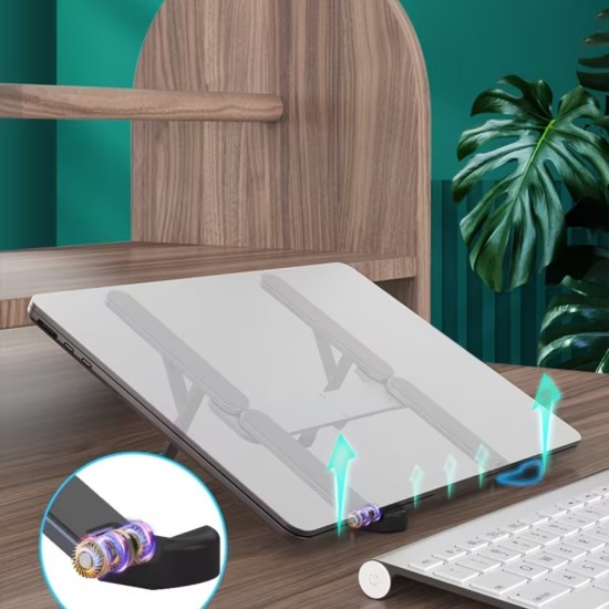 Katlanabilir alüminyum laptop stand 6 kademeli ergonomik kaymaz silikon cep boyu