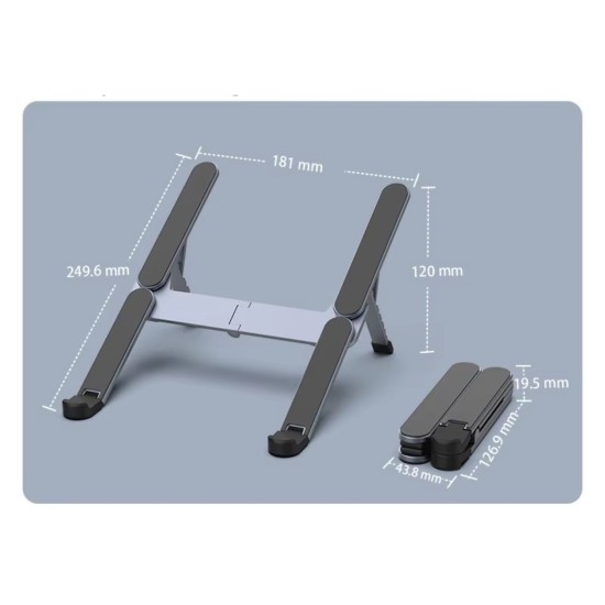 Katlanabilir alüminyum laptop stand 6 kademeli ergonomik kaymaz silikon cep boyu