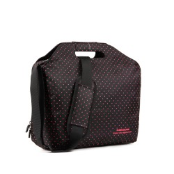 Laptop Çantası 13-14 inç Omuz Askılı El Çantası Bölmeli Evrak Çantası Pembe Puantiyeli Siyah