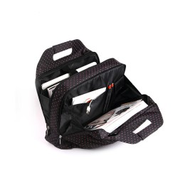 Laptop Çantası 13-14 inç Omuz Askılı El Çantası Bölmeli Evrak Çantası Pembe Puantiyeli Siyah