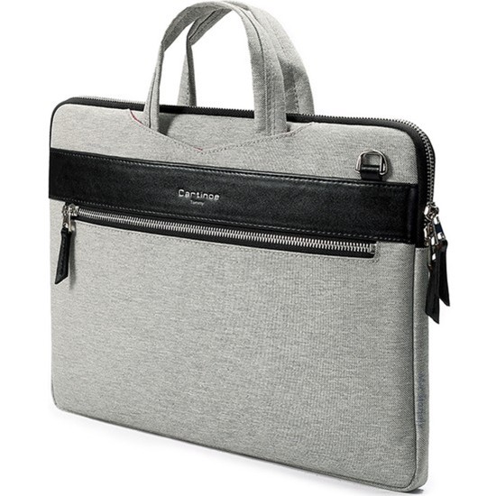 Laptop çantası 13 inç gri neopren MacBook Air 13.6 ve Pro 14.2 uyumlu omuz askılı