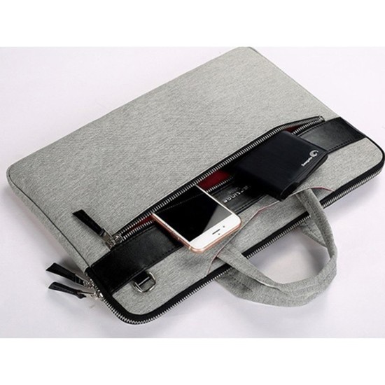 Laptop çantası 13 inç gri neopren MacBook Air 13.6 ve Pro 14.2 uyumlu omuz askılı