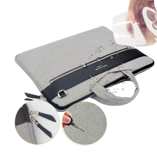 Laptop çantası 13 inç gri neopren MacBook Air 13.6 ve Pro 14.2 uyumlu omuz askılı