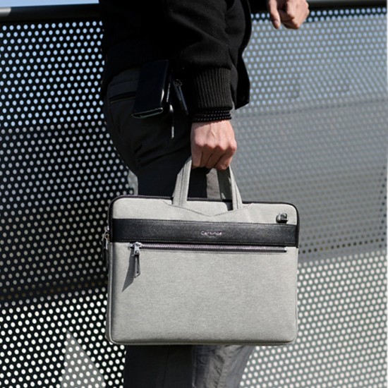 Laptop çantası 13 inç gri neopren MacBook Air 13.6 ve Pro 14.2 uyumlu omuz askılı