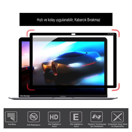 Laptop Ekran Koruyucu Macbook Pro 15 inç Çerçeveli Anti Glare A1707 A1990 ile Uyumlu