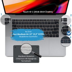 Laptop MacBook Air 13inc Klavye Koruyucu A1932 2018/2019 Uyumlu Amerika İngilizce Baskılı