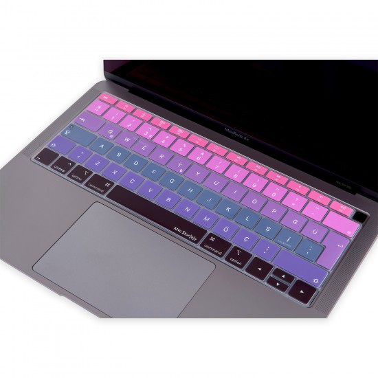 Laptop Macbook Air Klavye Kılıfı Türkçe Q Harf Baskılı A1932 ile Uyumlu Ombre