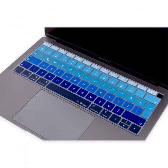 Laptop Macbook Air Klavye Kılıfı Türkçe Q Harf Baskılı A1932 ile Uyumlu Ombre