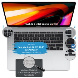 McStorey Macbook Air M1 ile Uyumlu Klavye Koruyucu TouchID A2179 A2337 US İngilizce-Türkçe Baskı