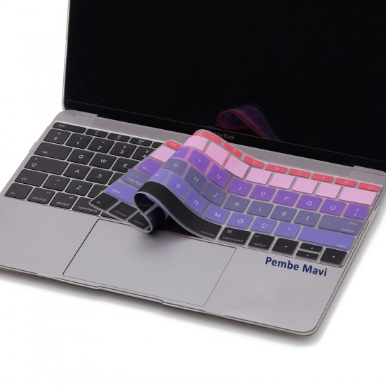 Laptop Macbook Pro Klavye Koruyucu (US TO TR) 13inç A1708 / 13inç A1534 ile Uyumlu Ombre