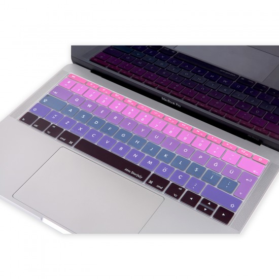 Laptop Macbook Pro Klavye Kılıf Türkçe Q Baskılı A1534 A1708 ile Uyumlu Ombre