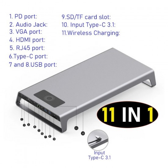 Laptop Stand Type-C Adaptör USB Çoğaltıcı Type-C HDMI USB-C Hub USB Dock Station 