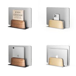 Laptop Standı Ahşap Dual Çift Tutucu Masaüstü Macbook Tablet Telefon Standı